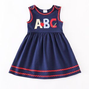 Boutique Back to School ABC Alphabet Girls Blue Sleeveless Dress